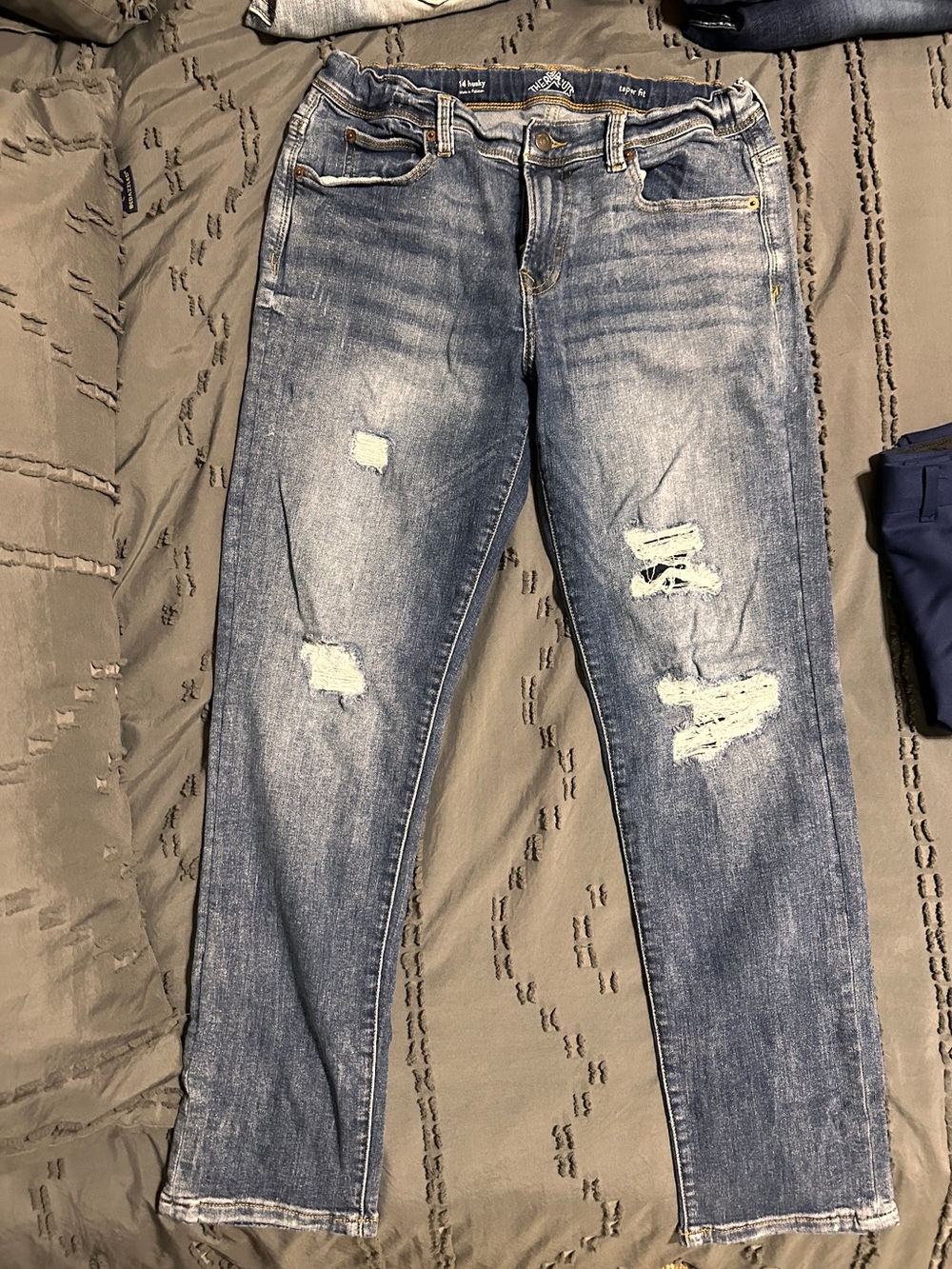 Boys Light Wash Distressed Jeans - Casual Stretch Denim